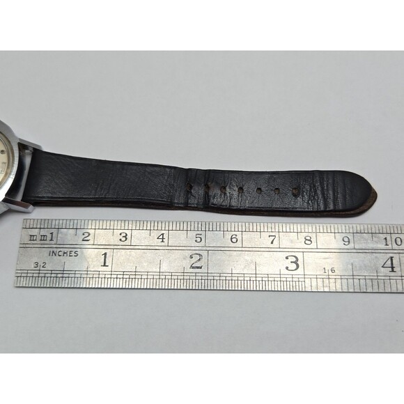 1972 Timex Ladies Electric Calendar Chrome Plated Vintage Date Watch Black Strap main image 13